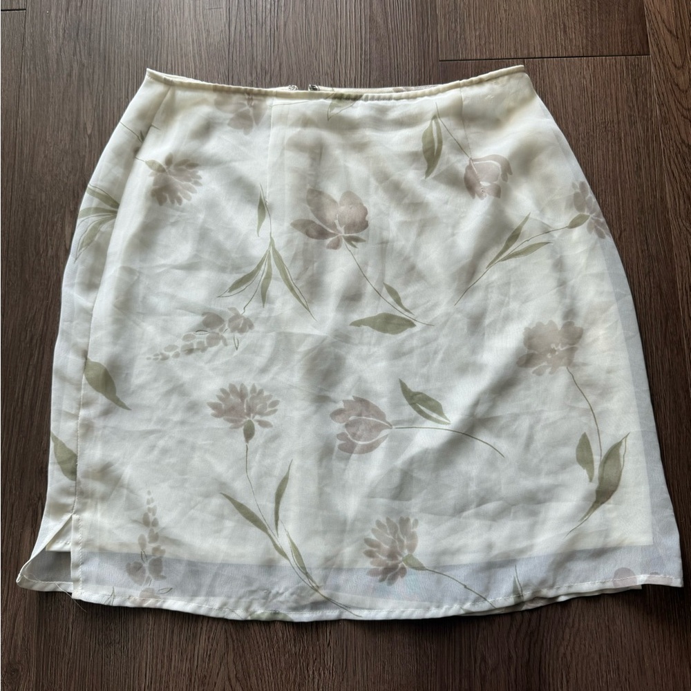 Express Cream Floral Pencil Skirt